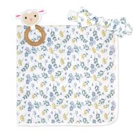 3pc Knit Swaddle Set: Blue Floral 