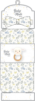 3pc Knit Swaddle Set: Blue Floral 