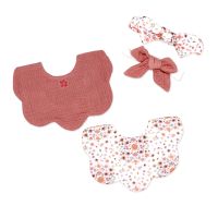 2pc bibs + 2pcs headbands: Pink Floral Bouquet