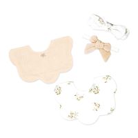 2pc bibs + 2pcs headbands: Tan Folliage 