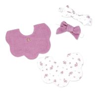 2pc bibs + 2pcs headbands: Mauve Floral