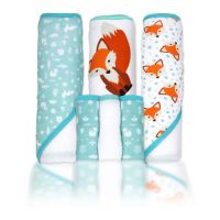 6pc Bath Set - 3 Hooded Towels w/ 3 Washcloths: Teal Fox
