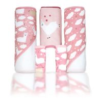 6pc Bath Set - 3 Hooded Towels w/ 3 Washcloths: Pink Llama 