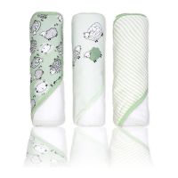 6pc Bath Set - 3 Hooded Towels w/ 3 Washcloths: Sage Sheep