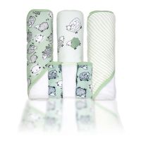 6pc Bath Set - 3 Hooded Towels w/ 3 Washcloths: Sage Sheep