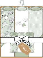 6pc Bath Set - 3 Hooded Towels w/ 3 Washcloths: Sage Sheep