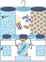 8pc Bath Set - 3 Hooded Towels w/ 5 Washcloths: Blue Snack Attack