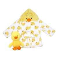Plush Hooded Bathrobe with Toy: Yellow Duck 