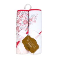 2 Pack Hooded Towel Set: Pink Bouquet 