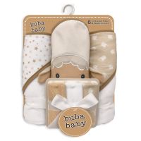 6pc Bath Set – 3 Hooded Towels w/ 3 Washcloths: Tan Lamb