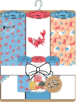 9pc Hooded Towel w/ Washcloth & 3 Bath Toys Set: Blue Crab 