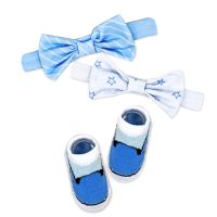 3pc Bowtie & Sock Set: Blue Stars