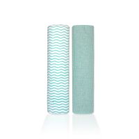 2-Pack Rib Knit Baby Wrap Swaddles: Aqua Waves