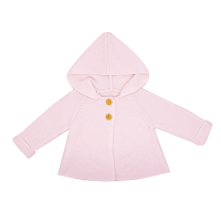 Textured Knit Hooded Coat: Blush Pink