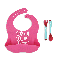 Silicone Bib Feeding Set: Donut Worry