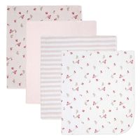 4 Pack Flannel Receiving Blankets: Pink Mini Floral 