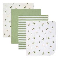 4 Pack Flannel Receiving Blankets: Sage Acorns and Oak Leaves 
