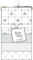 4 Pack Flannel Receiving Blankets: Grey Elephant Grid 