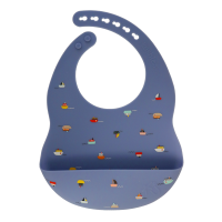 SILIBIB Silicone Bib: Blue Boat