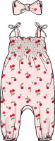 Girls INF 2 Piece Headband & Jumpsuit Set: Cherry 
