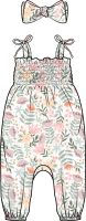 Girls INF 2 Piece Headband & Jumpsuit Set: Flower Garden 
