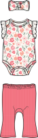 Girls NB 3 Piece Pant Set :Coral Floral 