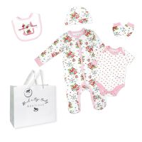 Girls 5 Piece Mesh Bag Set: Cream Floral 