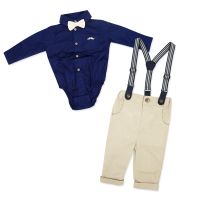 Boys Suspender Bowtie Set: Navy 