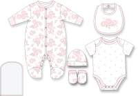 Girls 5 Piece Mesh Bag Set: Soft Coral Floral 