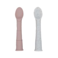 SILIPOP Silicone  Spoons 2-Pack: Rose/Grey