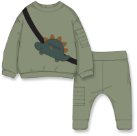 INF 2 Piece Sweater with Cross bag and Legging/Jogger Set: Green 