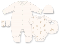 Neutral 5pc Ribbed Velour Set: White Giraffe