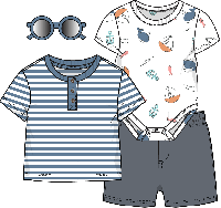 Boys INF 4 Piece Short Set: Whale 