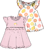 Girls INF 2pk Jersey & Gauze Dress: Citrus