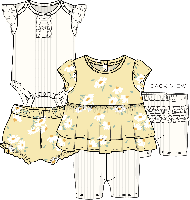 Girls NB 4 Piece Short Set: Yellow Floral 