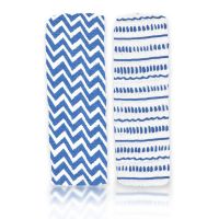 2 Pack Muslin Swaddle Blankets: Blue Doodle