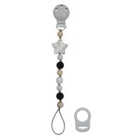 SiliBeads Silicone Pacifier Clips: Grey Star