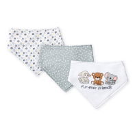 3 Pack Triangle Bib: Grey Fur-Ever Friends 