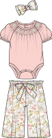 Girls NB 3 Piece Pant Set : Pink Multi Floral 