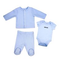 Boy's 3pc Quilted Jacket Set: Adored Blue