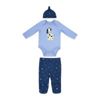 Boy's 3pc Footed Set: Navy Giraffe