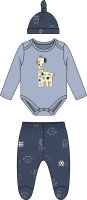 Boy's 3pc Footed Set: Navy Giraffe