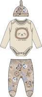 Boy's 3pc Footed Set: Brown Lion 