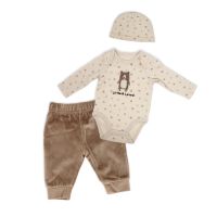 Boy's 3pc Plush Pant Set: Brown Bear
