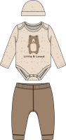 Boy's 3pc Plush Pant Set: Brown Bear
