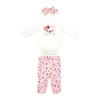 Girl's 3pc Footed Set: Cute Bear