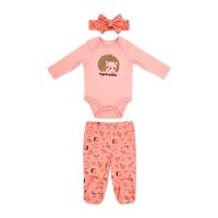Girl's 3pc Footed Set: Pink Hedgehog