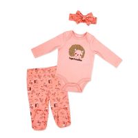 Girl's 3pc Footed Set: Pink Hedgehog