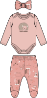 Girl's 3pc Footed Set: Pink Hedgehog