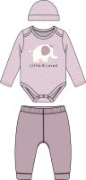 Girl's 3pc Plush Pant Set: Purple Elephant 